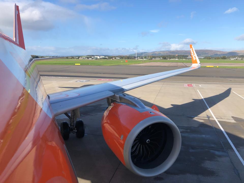 Waiting game: easyJet flight 65 at Glasgow airport, gate 8 (Simon Calder)