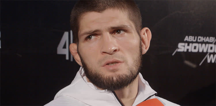 Khabib Nurmagomedov UFC 242 weigh-in scrum in Abu Dhabi