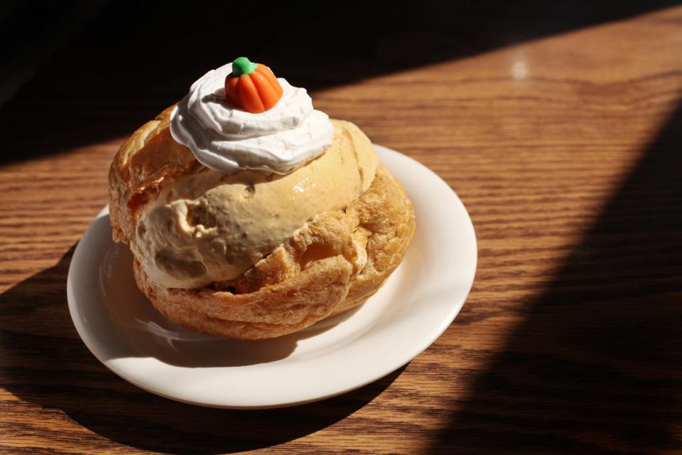 Pumpkin cream puff at Schmidt's, photographed on October 5, 2011