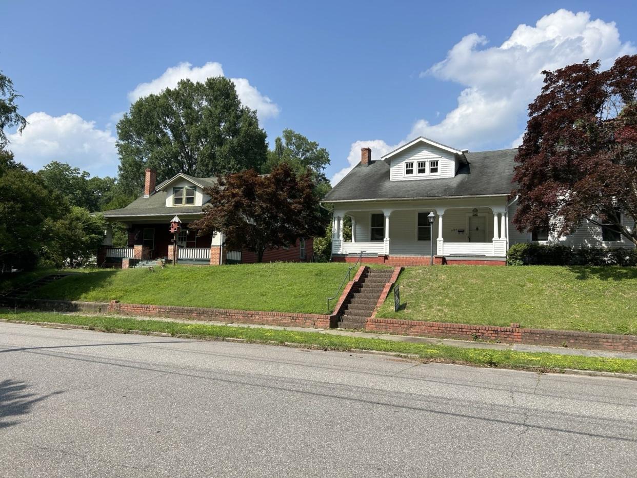 This photo shows 1603 and 1607 Berkeley Ave. in Petersburg, where an 80-year-old man was beaten to death Monday, June 26, 2023. The suspect lived in the house on the left. The house on the right currently has a sales contract pending on it, according to a sign in the yard.