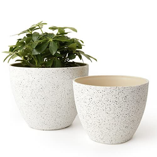 3) Speckled White Flower Pots