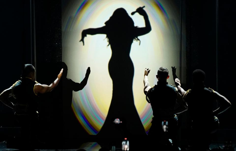 Mariah Carey performs at the BET Awards on Sunday, June 26, 2022, at the Microsoft Theater in Los Angeles. (AP Photo/Chris Pizzello) ORG XMIT: CADA932