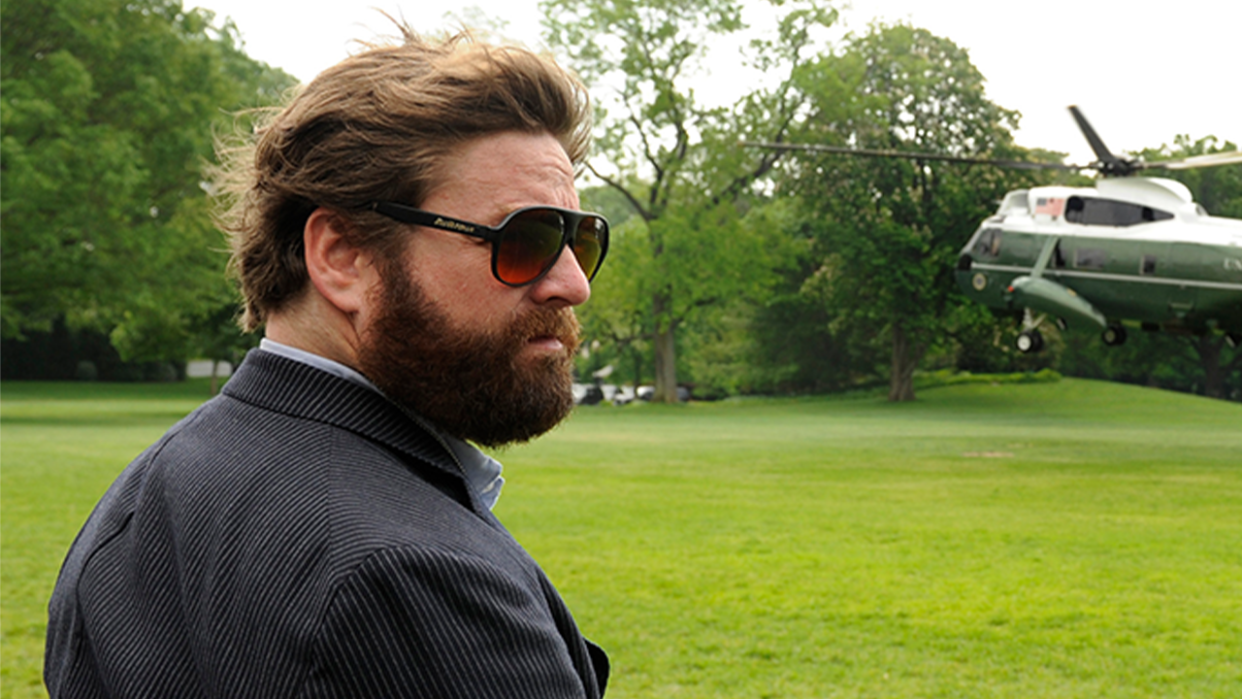 Zach Galifianakis on lawn