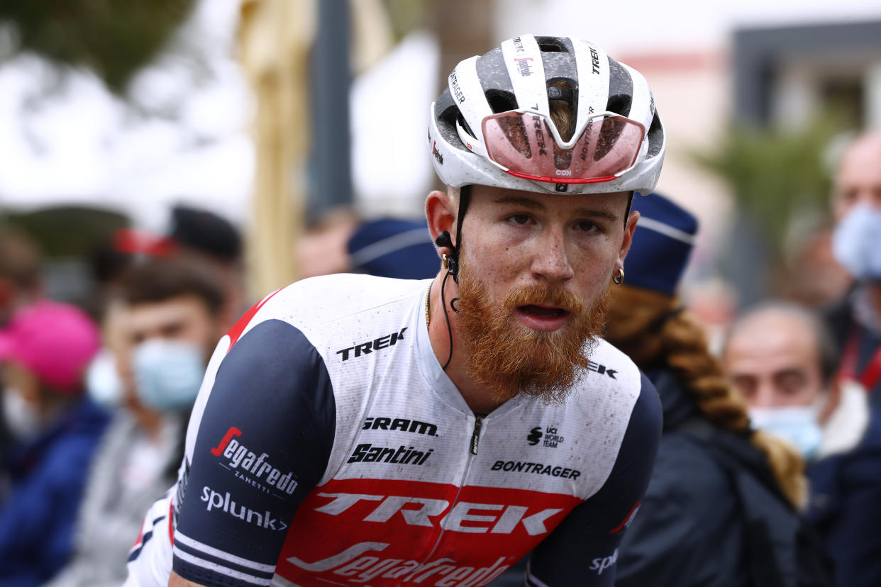 HUY, BELGIUM - SEPTEMBER 30: Arrival / Quinn Simmons of United States and Team Trek - Segafredo / during the 84th La Fleche Wallonne 2020, Men Elite a 202km stage from Herve to Mur de Huy / @flechewallone / #FlecheWallone / on September 30, 2020 in Huy, Belgium. (Photo by Bas Czerwinski/Getty Images)