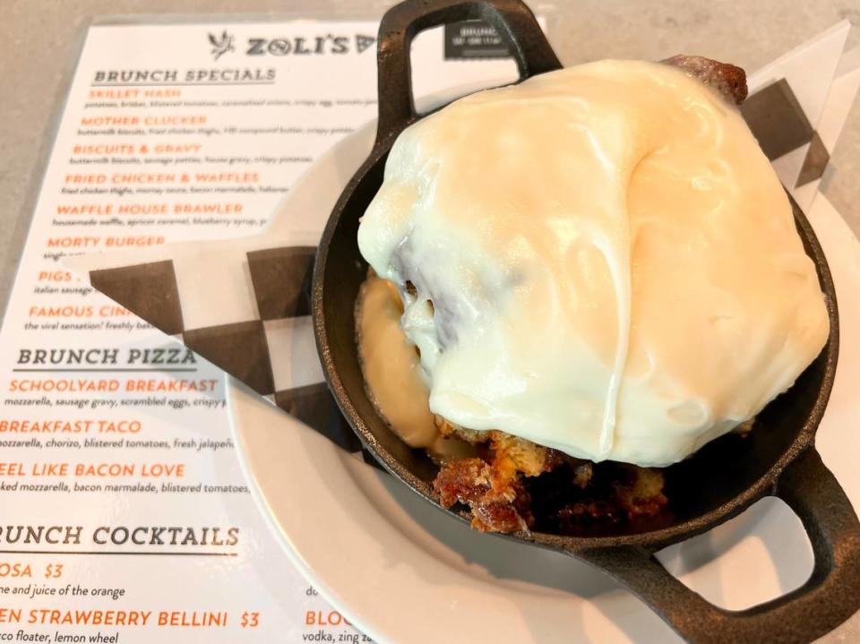 The giant cinnamon roll at Zoli’s, also served at Cane Rosso, July 16, 2023.