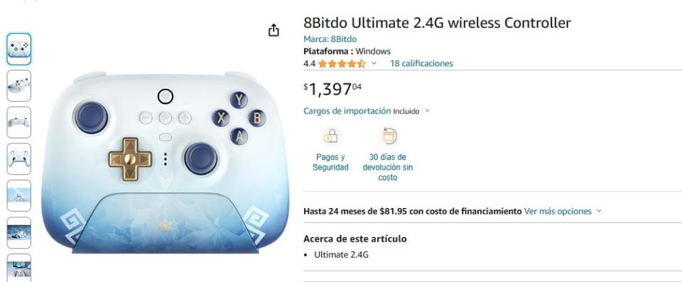 Control 8Bitdo Ultimate 2.4G con diseño de Genshin Impact para PC y móviles