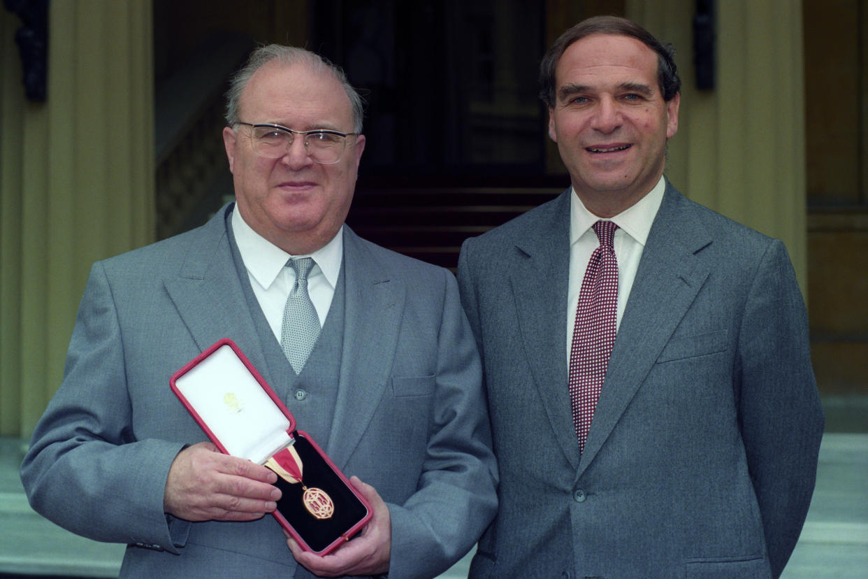 File photo dated 21/07/93 of Sir Samuel Brittan (left) with his brother Sir Leon Brittan. A judge has jailed Michelle Braithwaite for five years, eight months, after she swindled £117,000 from the vulnerable brother of former home secretary Leon Brittan.