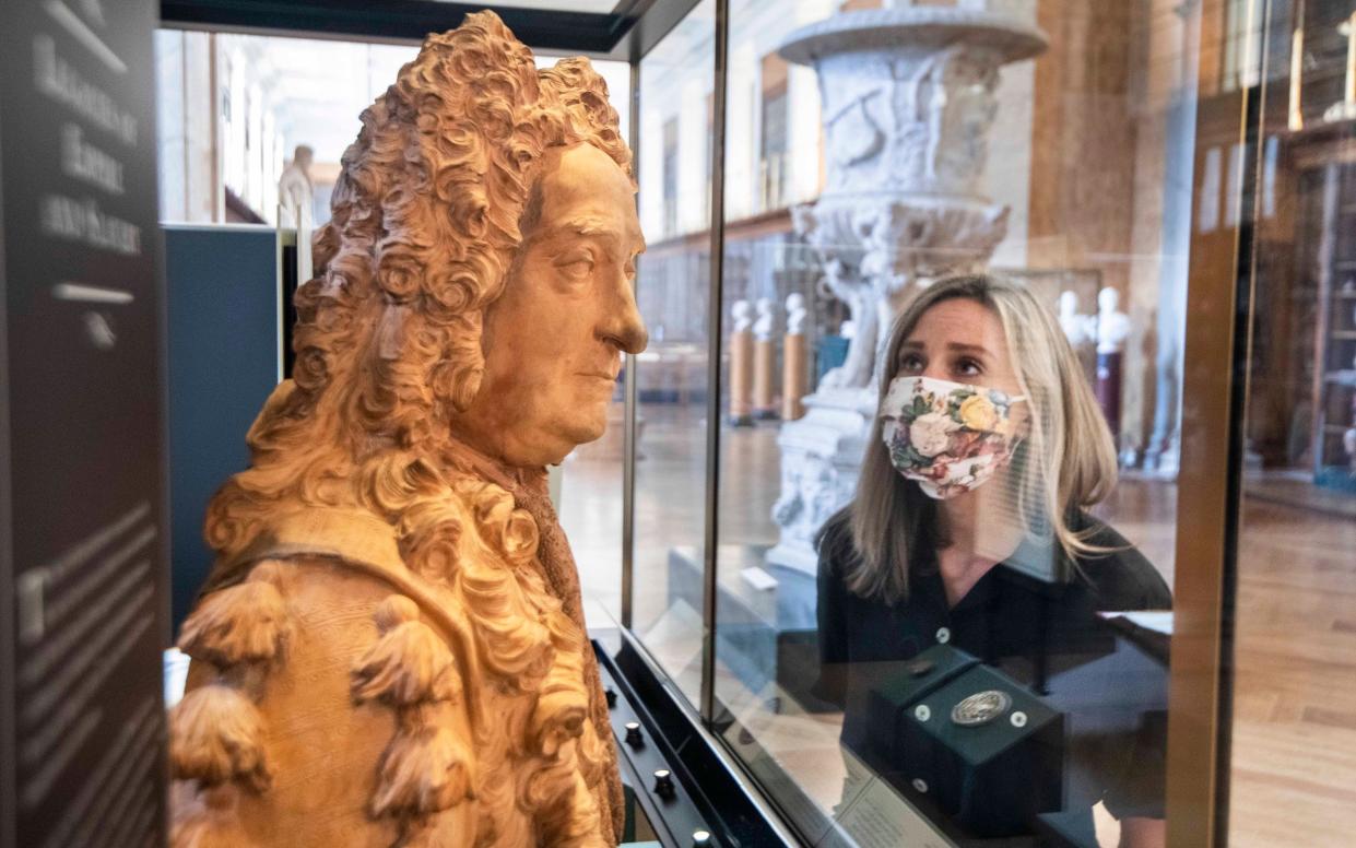  The bust of Sir Hans Sloane at the British Museum. The bust has been moved from a plinth and placed in a cabinet with contextual notes about slavery - Julian Simmonds 