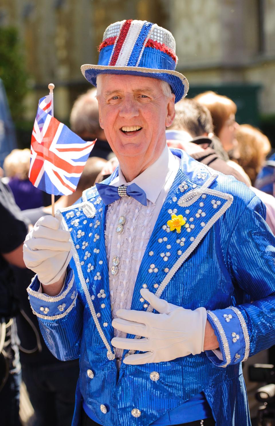 David Weeks, from Hampshire, outside Westminster Abbey, in central London, ahead of a service of celebration to mark the 60th anniversary of Queen Elizabeth II's coronation.