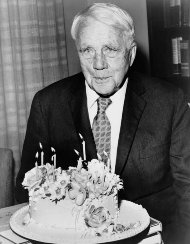 Robert Frost on his 85<sup>th</sup> birthday (Wikimedia)