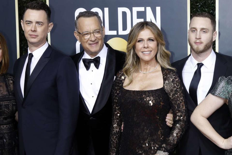 P. Lehman / Barcroft Media via Getty Images From left: Colin Hanks, Tom Hanks, Rita Wilson and Chet Hanks