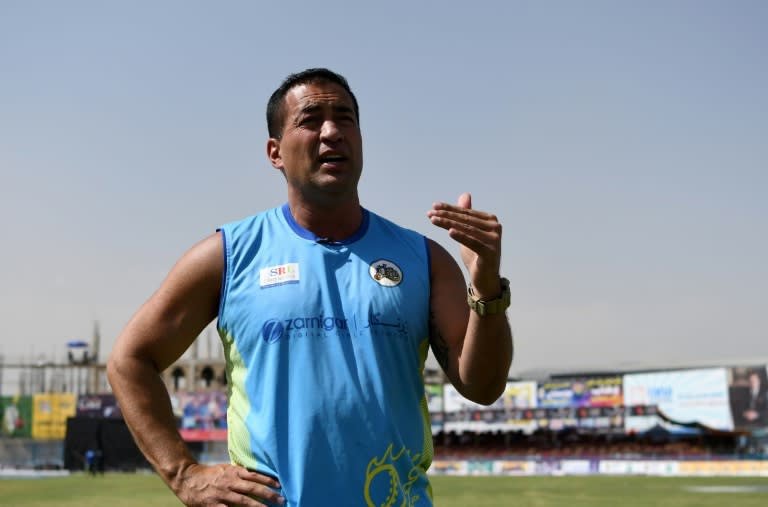 Former England captain Adam Hollioake speaks with AFP at the Kabul International Cricket ground. Hollioake was inside the ground when a suicide bomb went off last week but says he would return to Kabul "in a heartbeat"