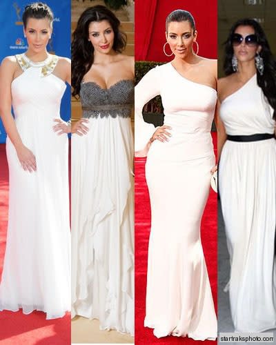kim kardashian in a white gown