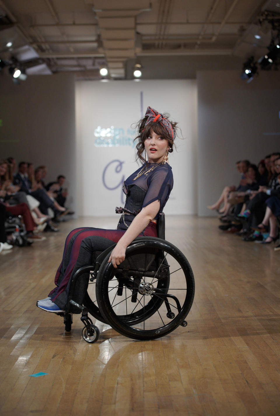 Model Jessy Yates at the Cerebral Palsy Foundation Design for Disability show. (Photo: Richard Copier)