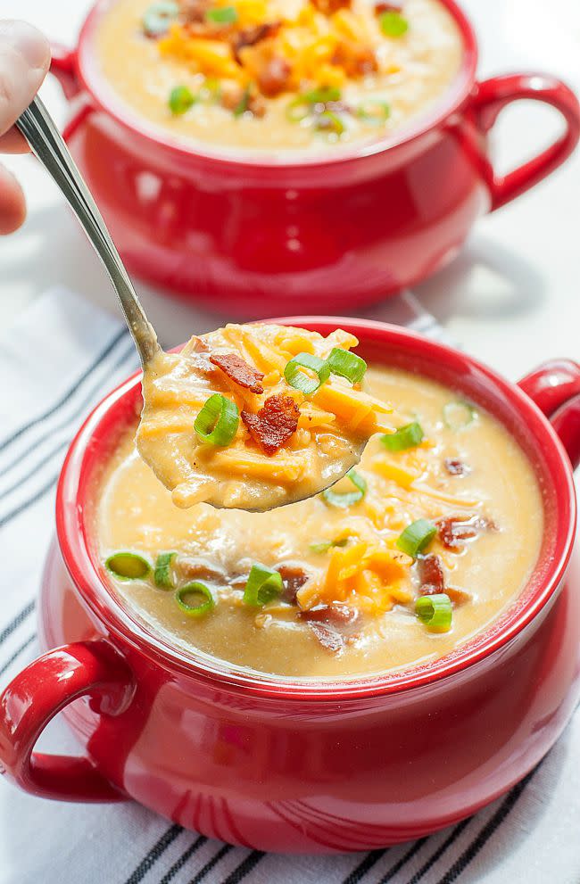 Slow Cooker Sweet Potato and Cauliflower Soup