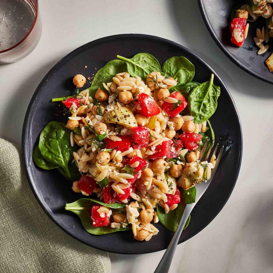 Orzo Salad with Chickpeas & Artichoke Hearts