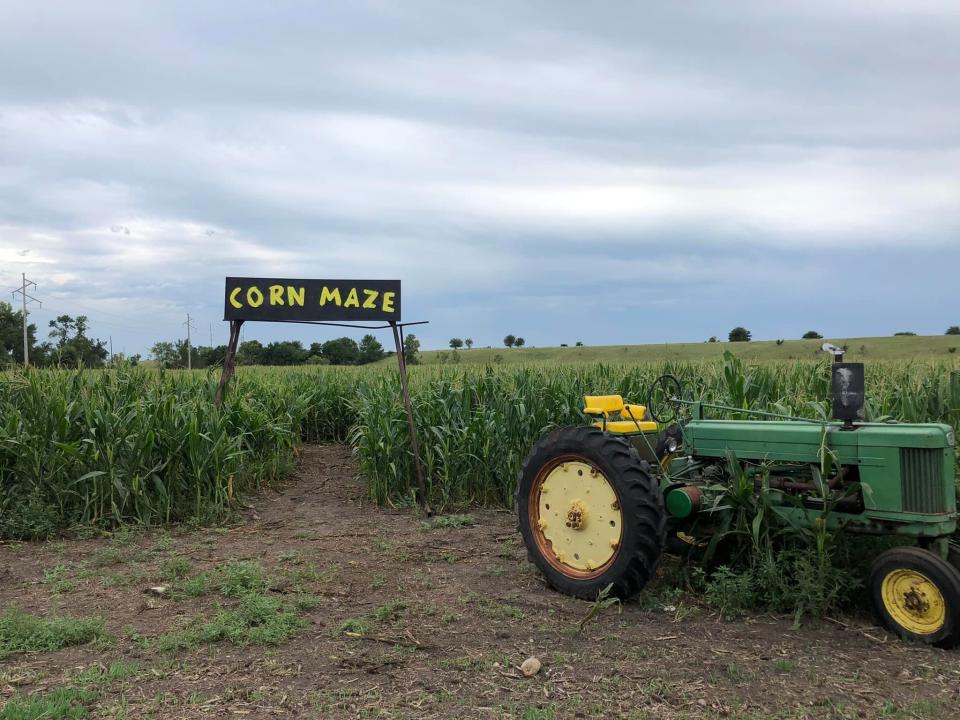 Our Farm, a family-run fall destination spot near Parker, South Dakota, includes a 6-acre corn maze for kids and their families to go through.