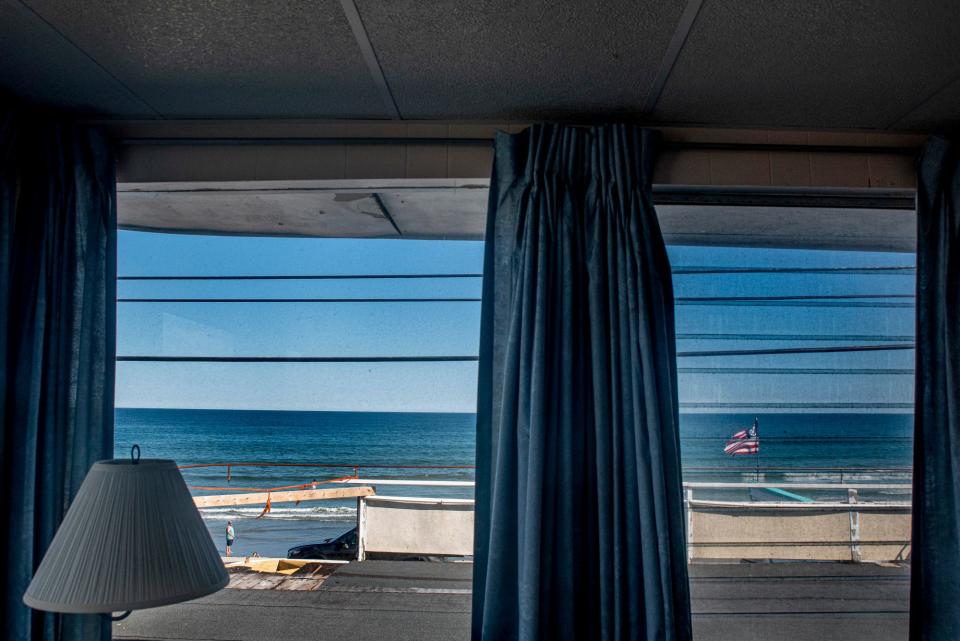 The view from room 22 at the Nevada Motel on Long Beach Avenue in York, Maine on July 28, 2021.