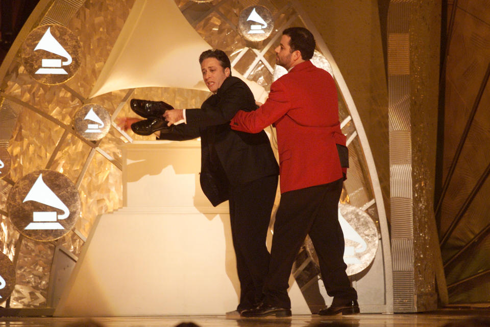 Host, Jon Stewart at the 44th Annual Grammy Awards at the Staples Center in Los Angeles, CA. 2/27/2002  (photo by Frank Micelotta/ImageDirect)