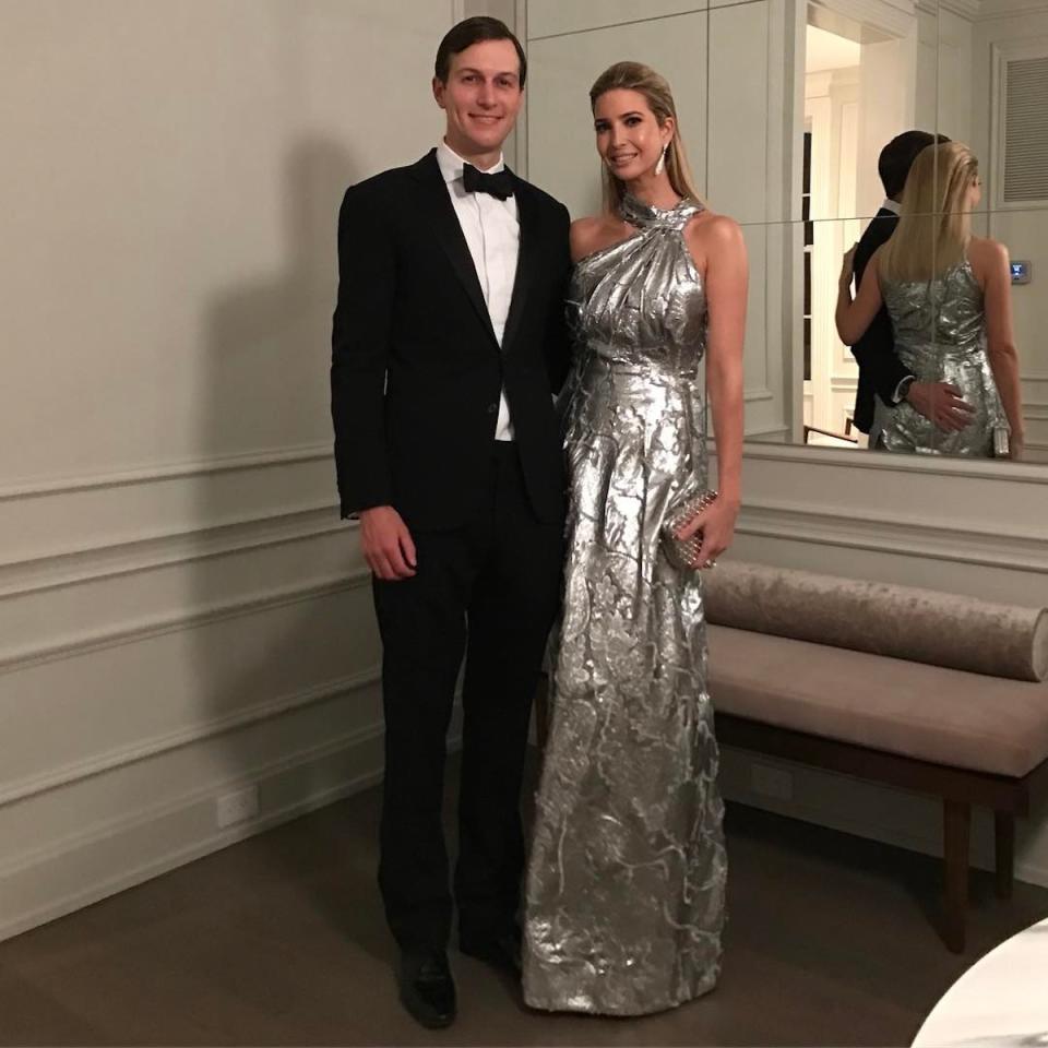 <p>Ivanka’s Instagram post of her Carolina Herrera look for the Alfalfa Dinner at the Capital Hilton on January 29, 2017 garnered major controversy, as it was posted shortly after her father signed an executive order hours earlier temporarily banning new refugees from entering the United States. (Photo: Instagram) </p>