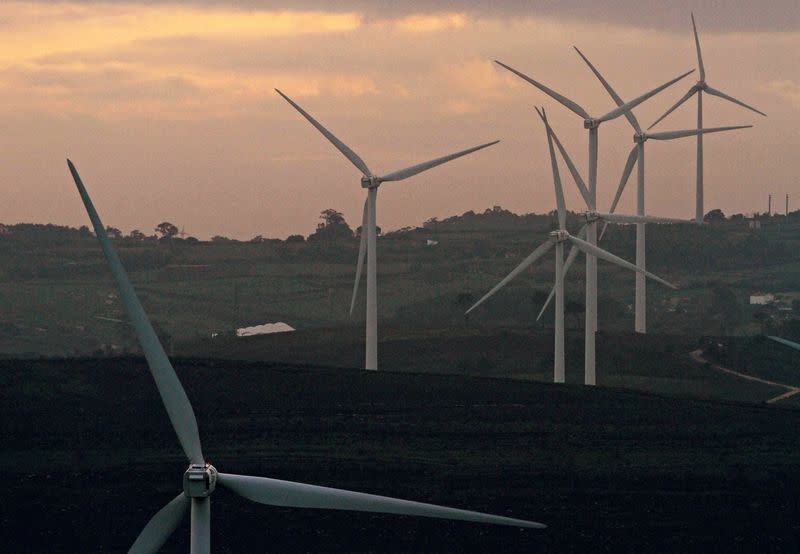 FILE PHOTO: Wind turbines are seen in the north of Lisbon