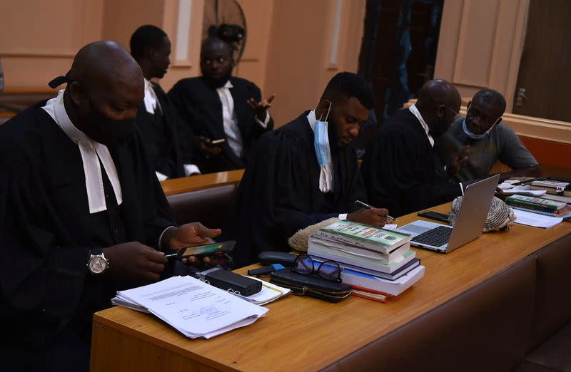 Lawyers are pictured at a court for an appeal hearing about a blasphemy conviction, in northern Nigeria's Kano state