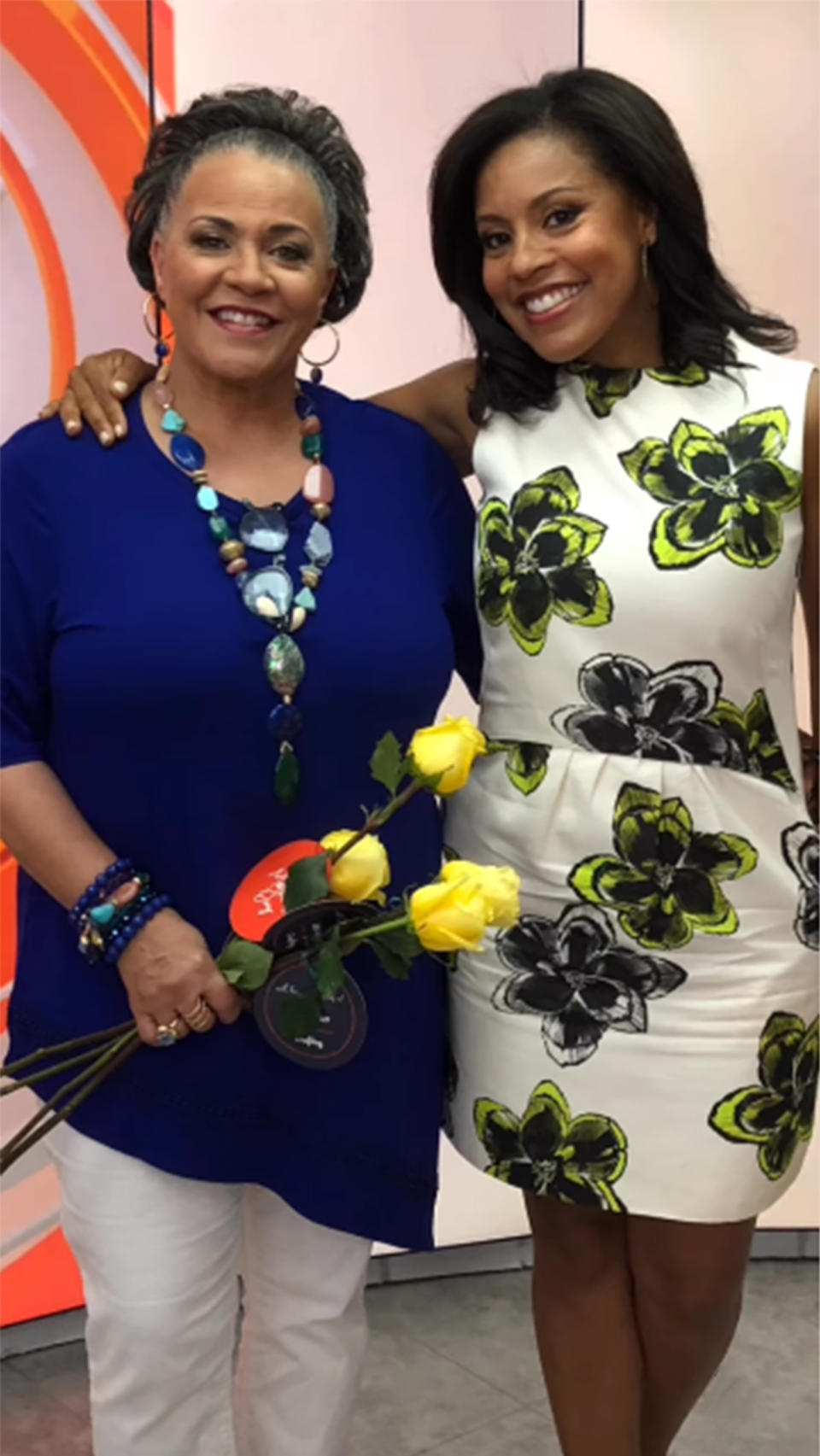 Sheinelle Jones posing with her mom Sheila Kinnard at the TODAY studio. (Sheinelle Jones / Instagram)