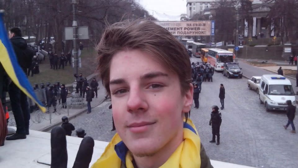 A young Roman Ratushnyy, who joined the Maidan Revolution at just 16 years old. - CNN