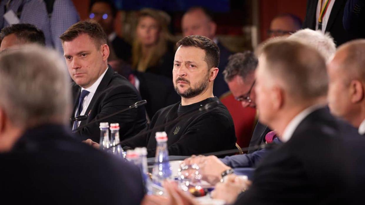 Volodymyr Zelenskyy at the Three Seas Summit on 11 April. Photo: President’s Office