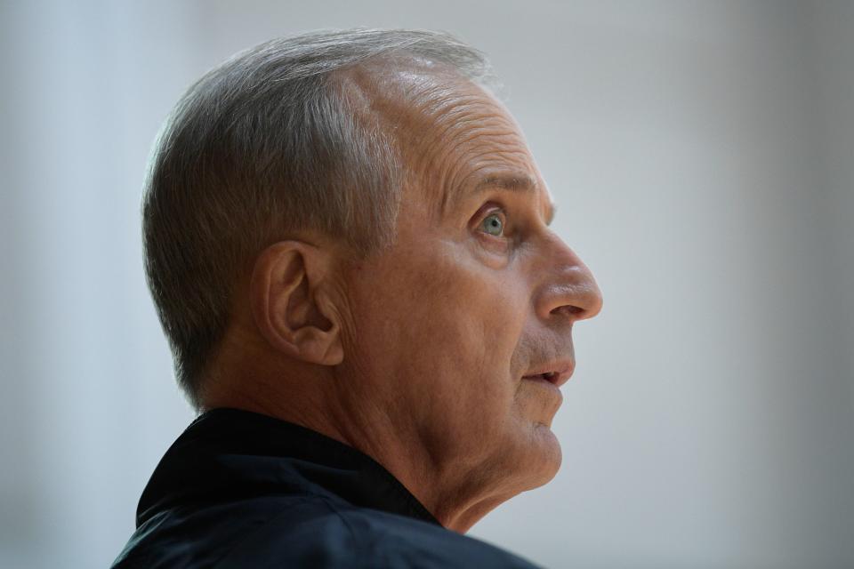 Head Coach Rick Barnes watches practice during Tennessee Volunteers basketball media day at Pratt Pavilion  in Knoxville, Tenn., on Tuesday, Oct. 4, 2022.