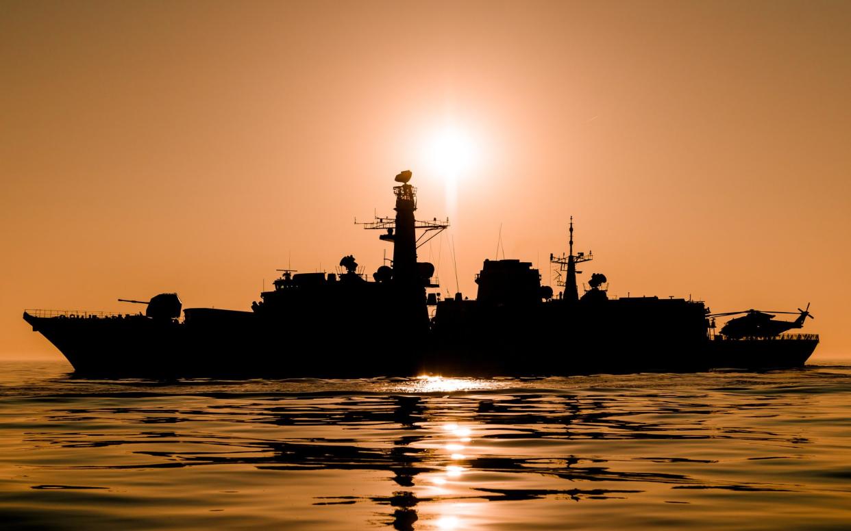 Type 23 frigate HMS St Albans, captained by Commander Tom Sharpe RN 2010-2012. Type 23s specialise in anti-submarine warfare