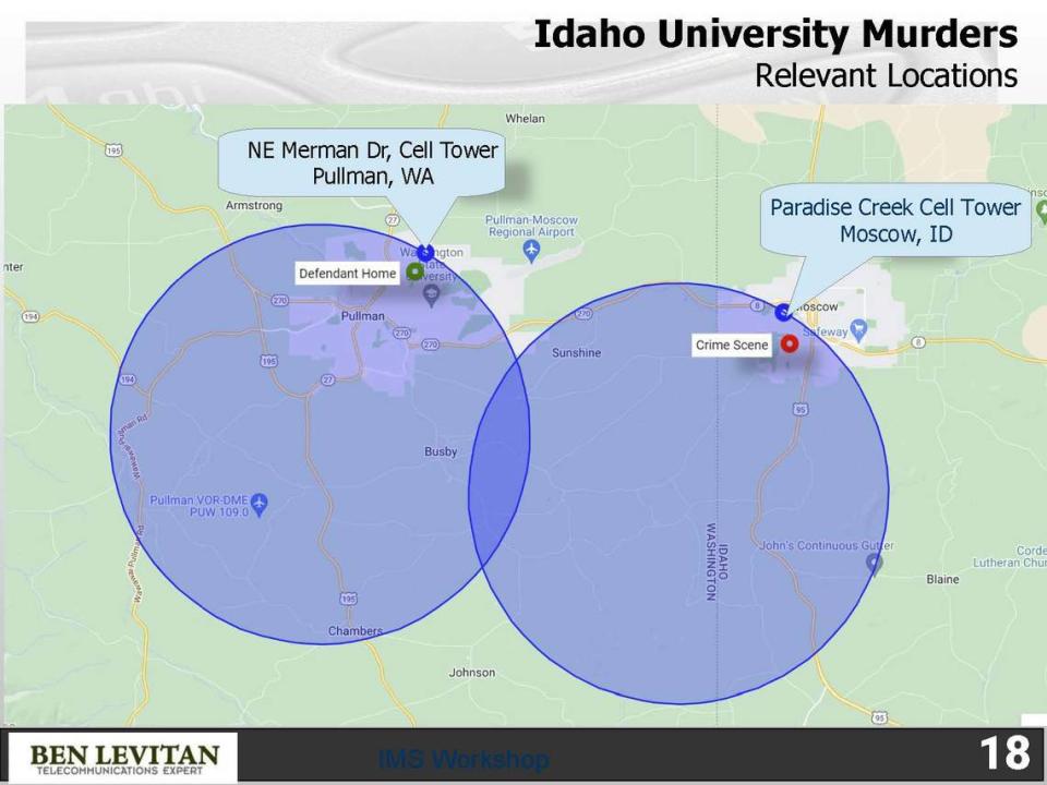 In November, four University of Idaho students were stabbed to death in an off-campus house, and 28-year-old grad student Bryan Kohberger has been charged with multiple felonies related to their deaths. This graphic shows the nearest cell towers to the crime scene and Kohberger’s apartment in Pullman. 