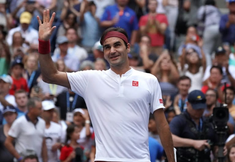 Victory smile: Roger Federer celebrates his win against Nick Kyrgios