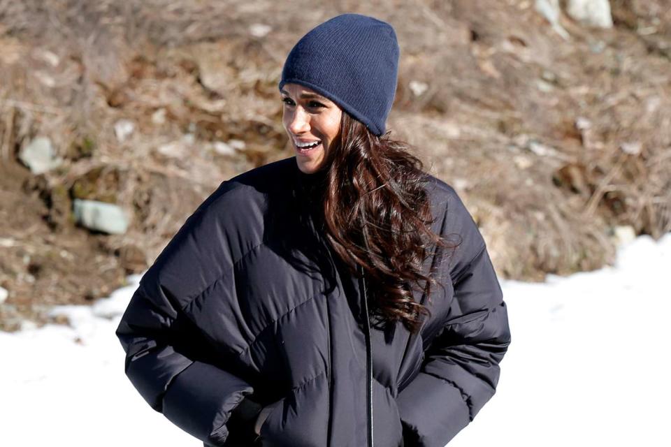 <p>Andrew Chin/Getty</p> Meghan Markle attends the Invictus Games Winter Training Camp in Canada on February 15, 2024