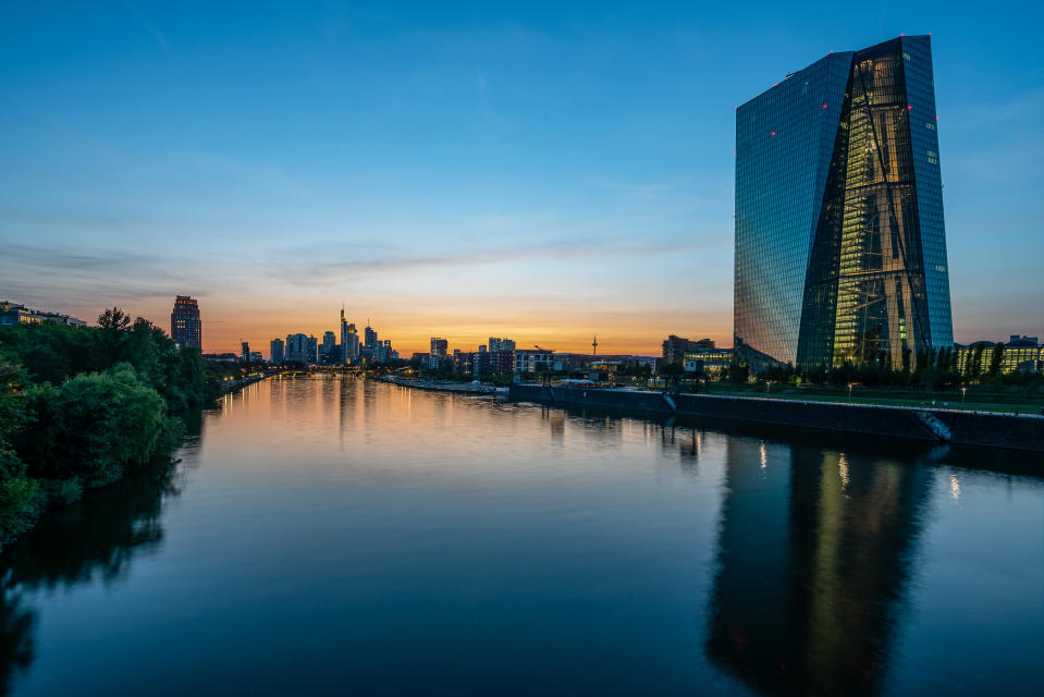 With the beautiful skyline and the gleaming headquarters of the European Central Bank this view is one of the most beautiful in this city.