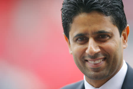 FILE PHOTO: Football Soccer - Paris St Germain v Montpellier - French Ligue 1 - Parc des Princes, Paris, France - 22/4/17 - Paris St Germain's charmain and CEO Nasser Al-Khelaifi poses before the match. REUTERS/Stephane Mahe