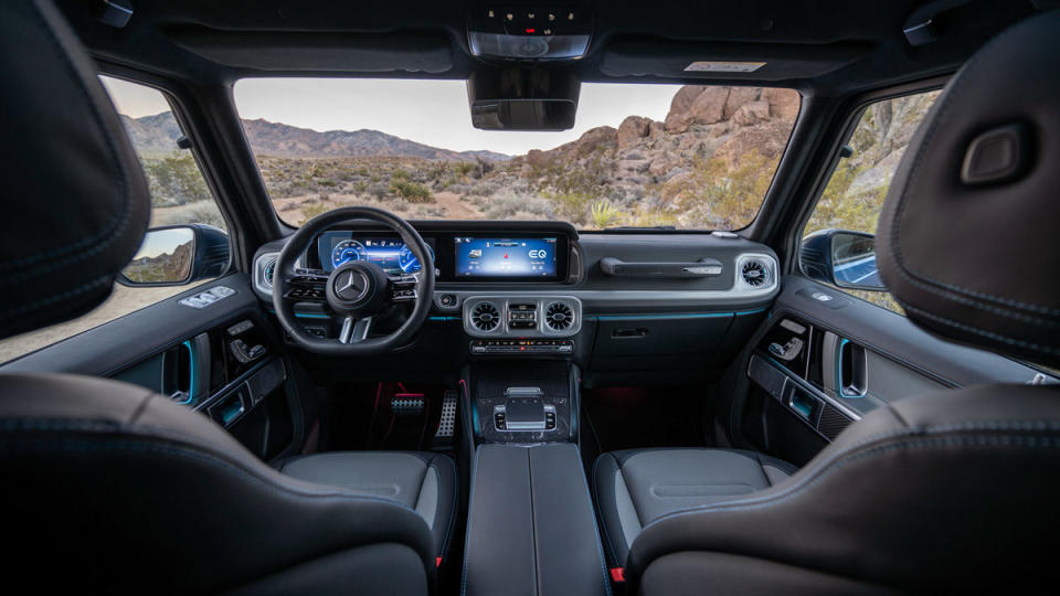 The interior of an all-electric Mercedes-Benz G 580.