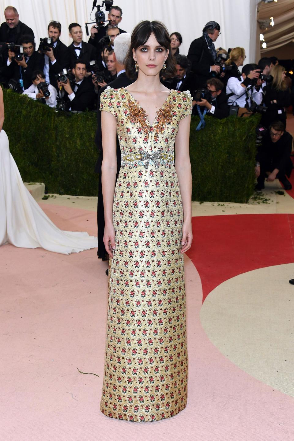 <h1 class="title">Stacy Martin in a Miu Miu dress and Fred Leighton jewelry</h1><cite class="credit">Photo: Getty Images</cite>