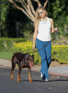 <p>Kate Hudson takes a walk in Pacific Palisades, California with her dog on Thursday. </p>