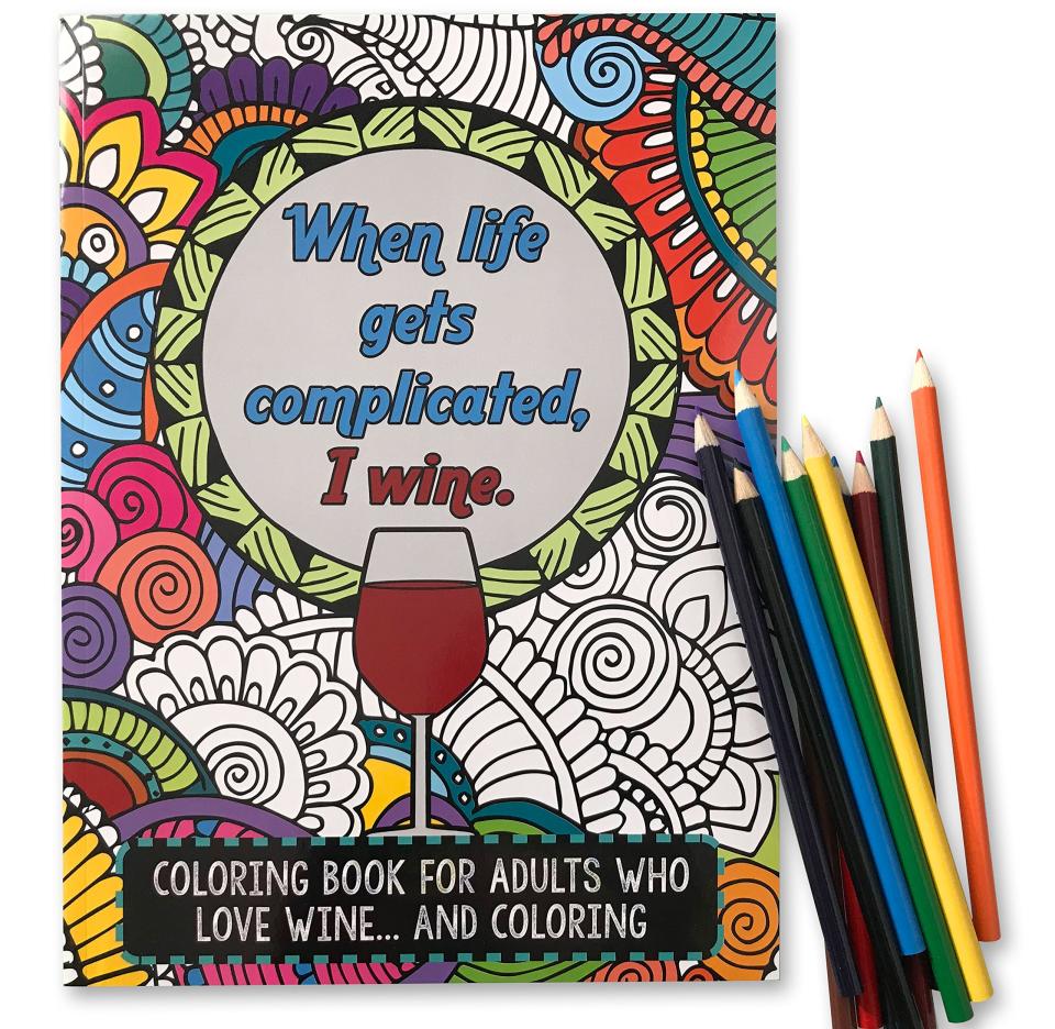 I wine adult coloring book, funny coloring book