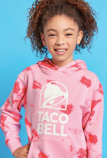 Girls Taco Bell tie-dye hoodie, <a href="https://www.forever21.com/us/shop/Catalog/Product/f21/promo-taco-bell-collection/2000235321" target="_blank">$17.90 at Forever 21</a> (Photo: forever21.com)