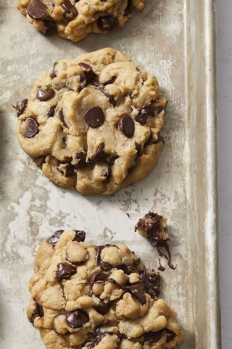 <p>We don't skimp on the chocolate chips for this rich and decadent <a href="https://www.goodhousekeeping.com/food-recipes/healthy/g807/vegan-recipes/" rel="nofollow noopener" target="_blank" data-ylk="slk:Vegan recipe;elm:context_link;itc:0;sec:content-canvas" class="link ">Vegan recipe</a>. Best enjoyed with a glass of (plant-based) milk!</p><p><em><a href="https://www.goodhousekeeping.com/food-recipes/dessert/a30172161/vegan-chocolate-chip-cookies-recipe/" rel="nofollow noopener" target="_blank" data-ylk="slk:Get the recipe for Vegan Chocolate Chip Cookies »;elm:context_link;itc:0;sec:content-canvas" class="link ">Get the recipe for Vegan Chocolate Chip Cookies »</a></em></p>
