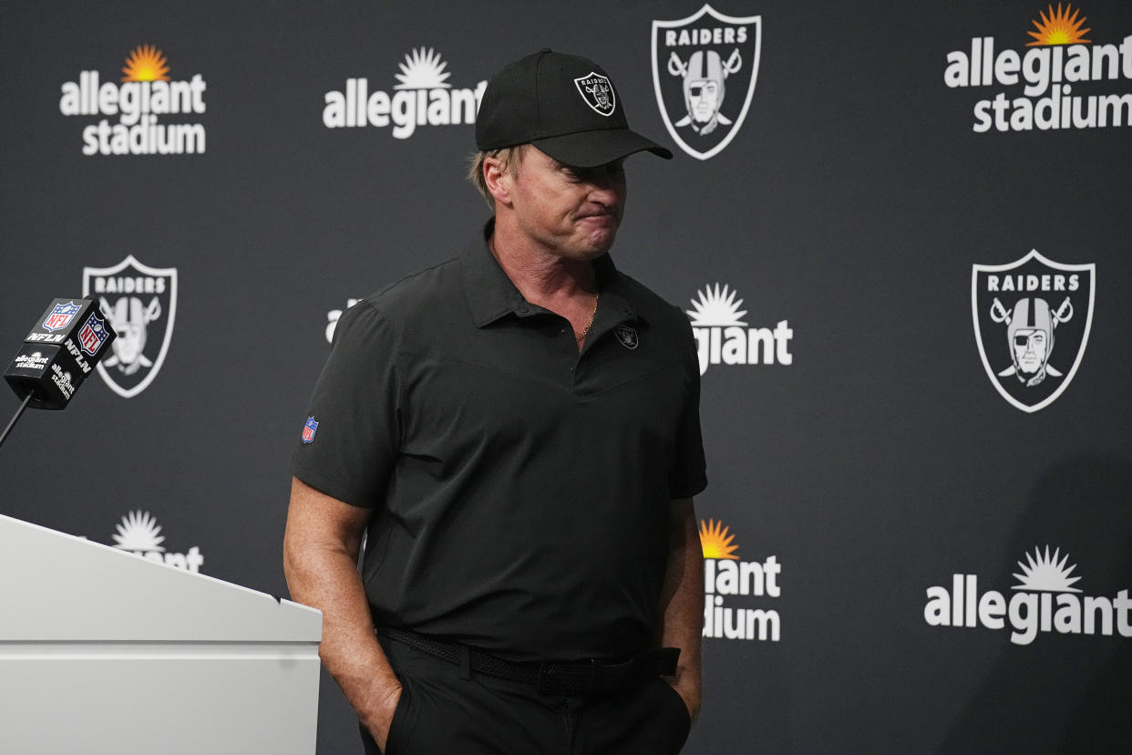 Las Vegas Raiders head coach Jon Gruden has resigned. (AP Photo/Rick Scuteri)