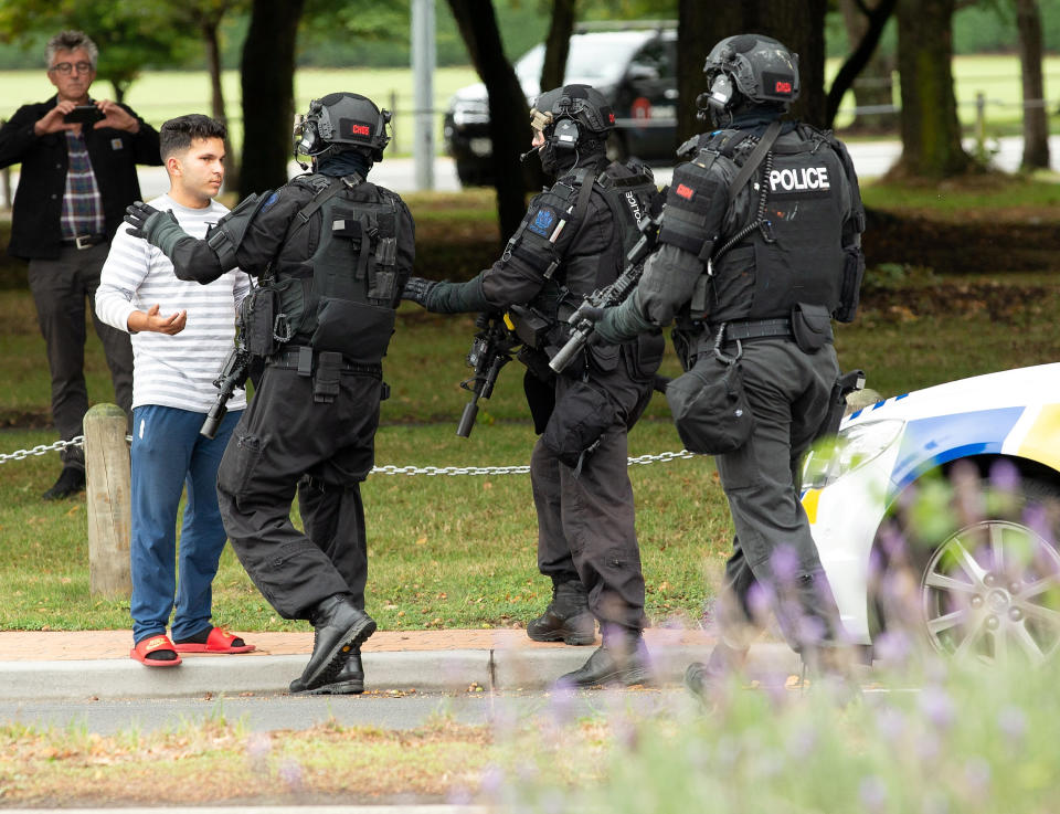 Armed police at the mosque (Getty)