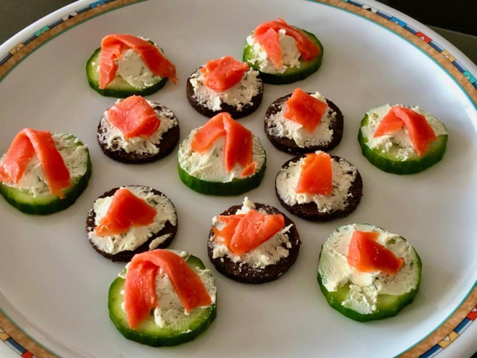 <p>Surprising Recipes</p><p>This four-ingredient appetizer comes together in a flash. </p><p><strong>Get the recipe: <a href="https://www.surprising.recipes/2020/02/22/boursin-bites-with-smoked-salmon" rel="nofollow noopener" target="_blank" data-ylk="slk:Boursin Bites With Smoked Salmon;elm:context_link;itc:0;sec:content-canvas" class="link ">Boursin Bites With Smoked Salmon</a></strong></p>