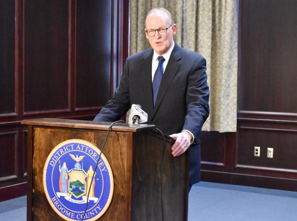 Broome County District Attorney Michael Korchak discusses the prosecution of Binghamton resident Larry Harris following a sentencing hearing Friday, Jan. 21.