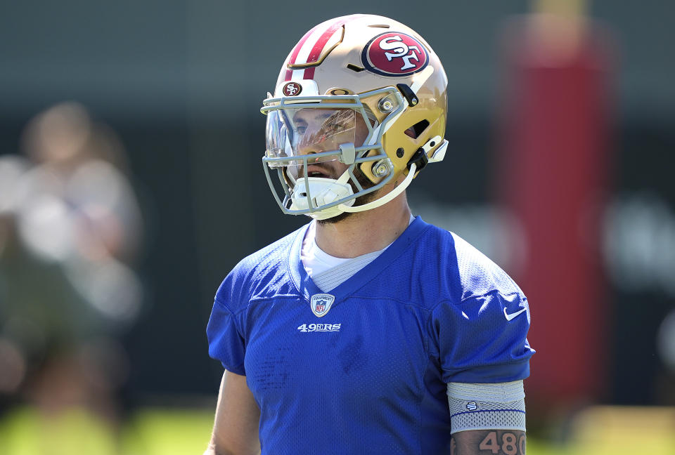 SANTA CLARA, CALIFORNIA - JUNE 05: Ricky Pearsall #14 of the San Francisco 49ers works out during mini camp on June 05, 2024 in Santa Clara, California. (Photo by Thearon W. Henderson/Getty Images)