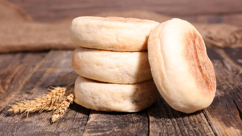 Stack of English muffins