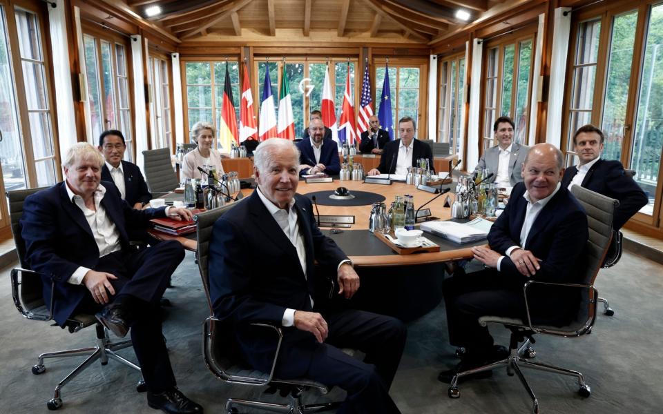 G7 leaders attend a working session today at Castle Elmau in Kruen, near Garmisch-Partenkirchen, Germany - Benoit Tessier/Reuters