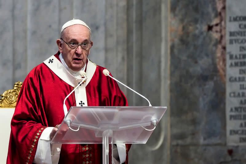 Pope Francis celebrates the Mass of Saint Peter and Paul, in St. Peter's Basilica, at the Vatican